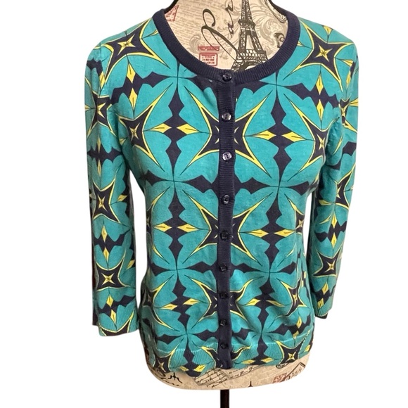 Tabitha Sweaters - Tabitha Vibrant Teal and Navy Cardigan